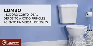 Combo Inodoro Corto Deposito a codo y asiento universal Onix Pringles