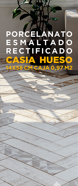 Porcelanato Esmaltado Rectificado Casia 14x58 cm. caja 0.97 m2. San Lorenzo Hueso