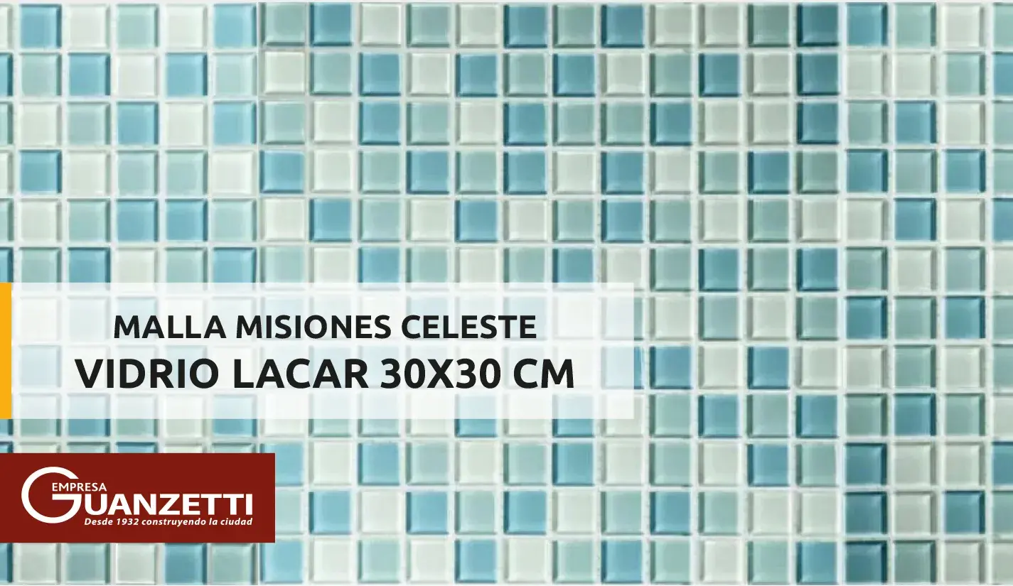 Malla Misiones Vidrio Celeste Lacar 30 X 30 V0011