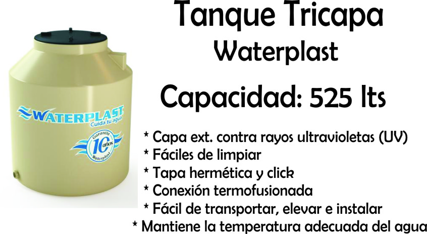 Tanque De Agua Tricapa 525 Lts Waterplast