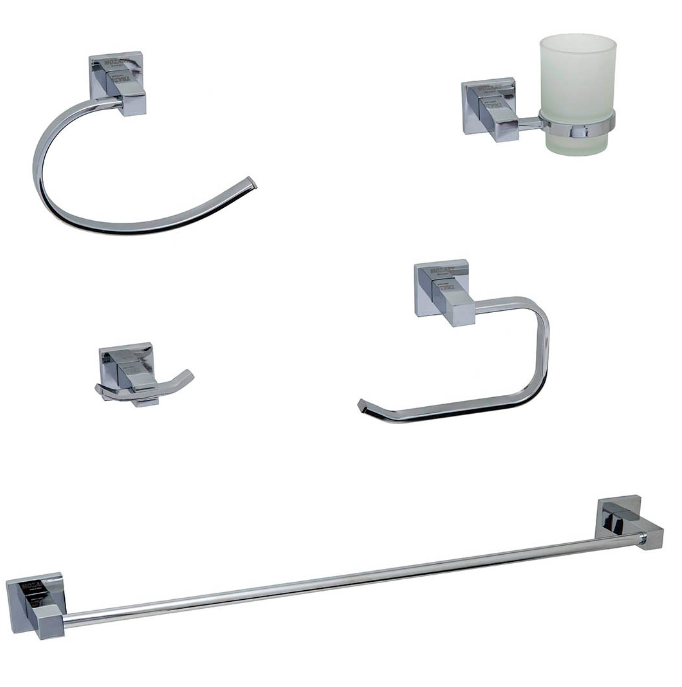 SET BAÑO MOZART 5 PIEZAS PANAMA CROMO AC.INOX 9581