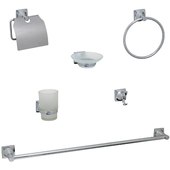 SET BAÑO MOZART NIZA 6 PIEZS CR ZINC/AC INOX 7218