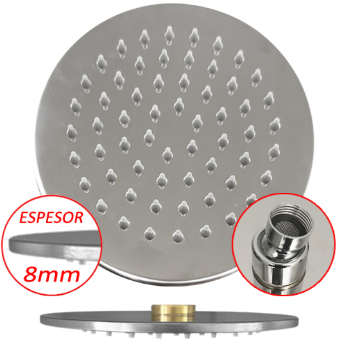 FLOR DUCHA/LLUVIA 8" MOZART REDON 200 AC.INOX ANTIC 8991