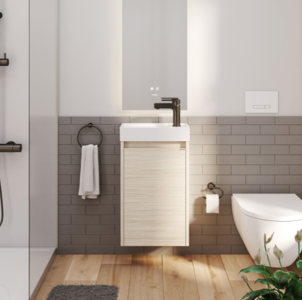 KIT VANIT.COLG. SCHNEIDER PAZ 40 CM.MES LOSA LAGO 1AG NACAR