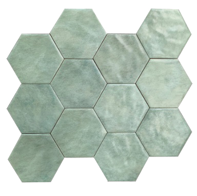 CER. MISIONES WET HEXAGON 17X19,5CM.CJ.0,90M2 VERDE BC1524